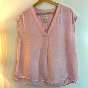 V-neck pink linen top by Cynthia Rowley
